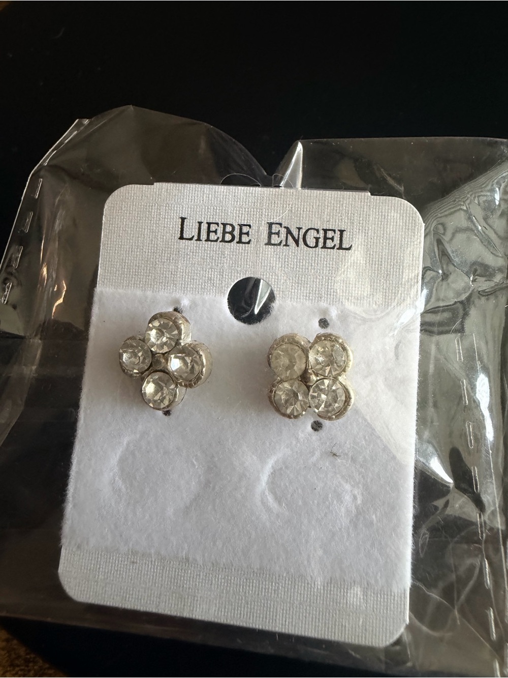 Clear Crystal Cluster Stud Earrings - Silver